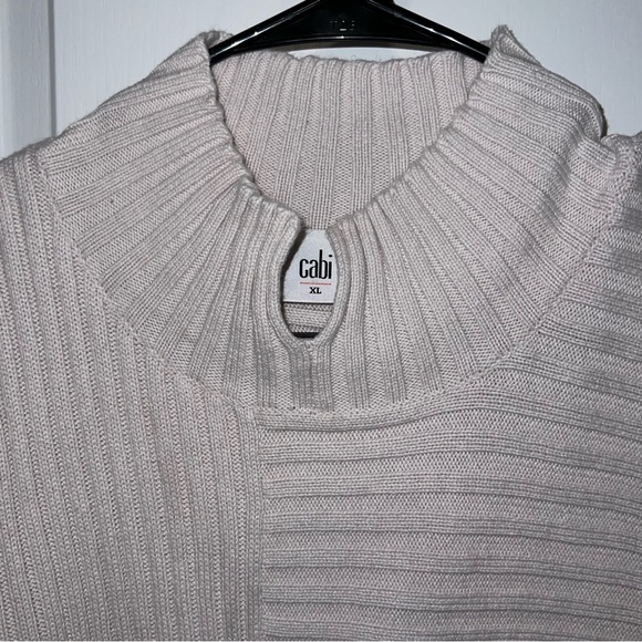 CAbi D Ring Pullover Ribbed Knit Ivory Sweater Women's Size XL - Picture 3 of 6
